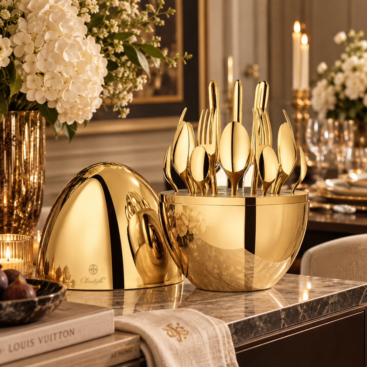 Christofle Mood Gold 24-Carat 24-Piece Gold Flatware Set