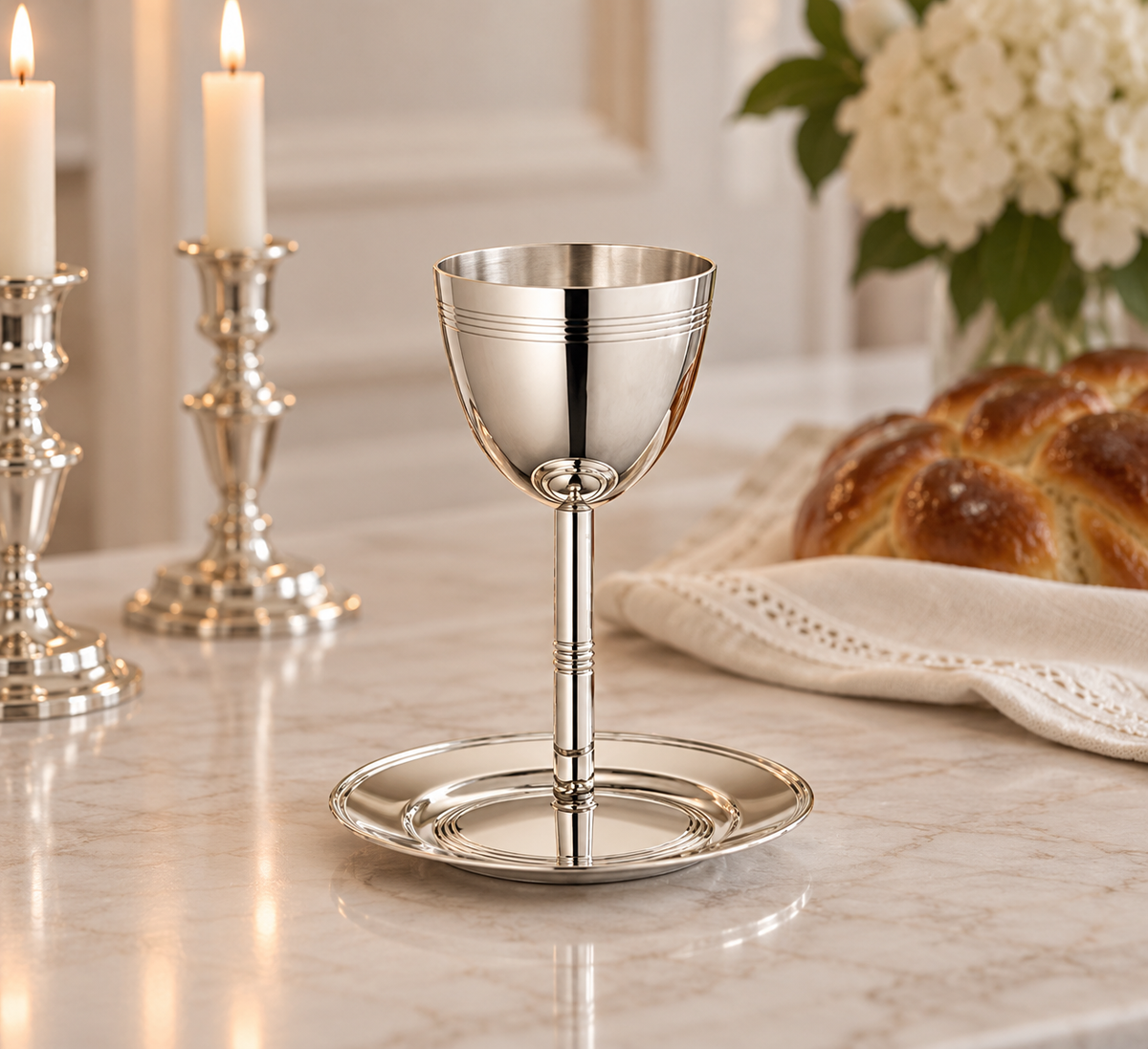 Christofle Célébrations Silver-Plated Kiddush Cup and Saucer