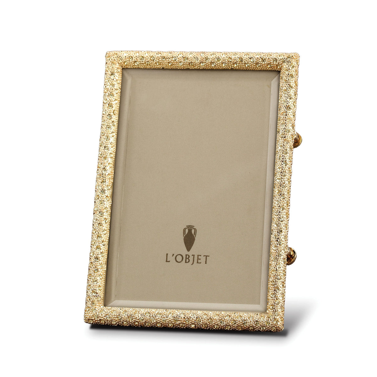 L'Objet Rectangular Pavé Frame, Gold, Yellow Crystals, 5 x 7