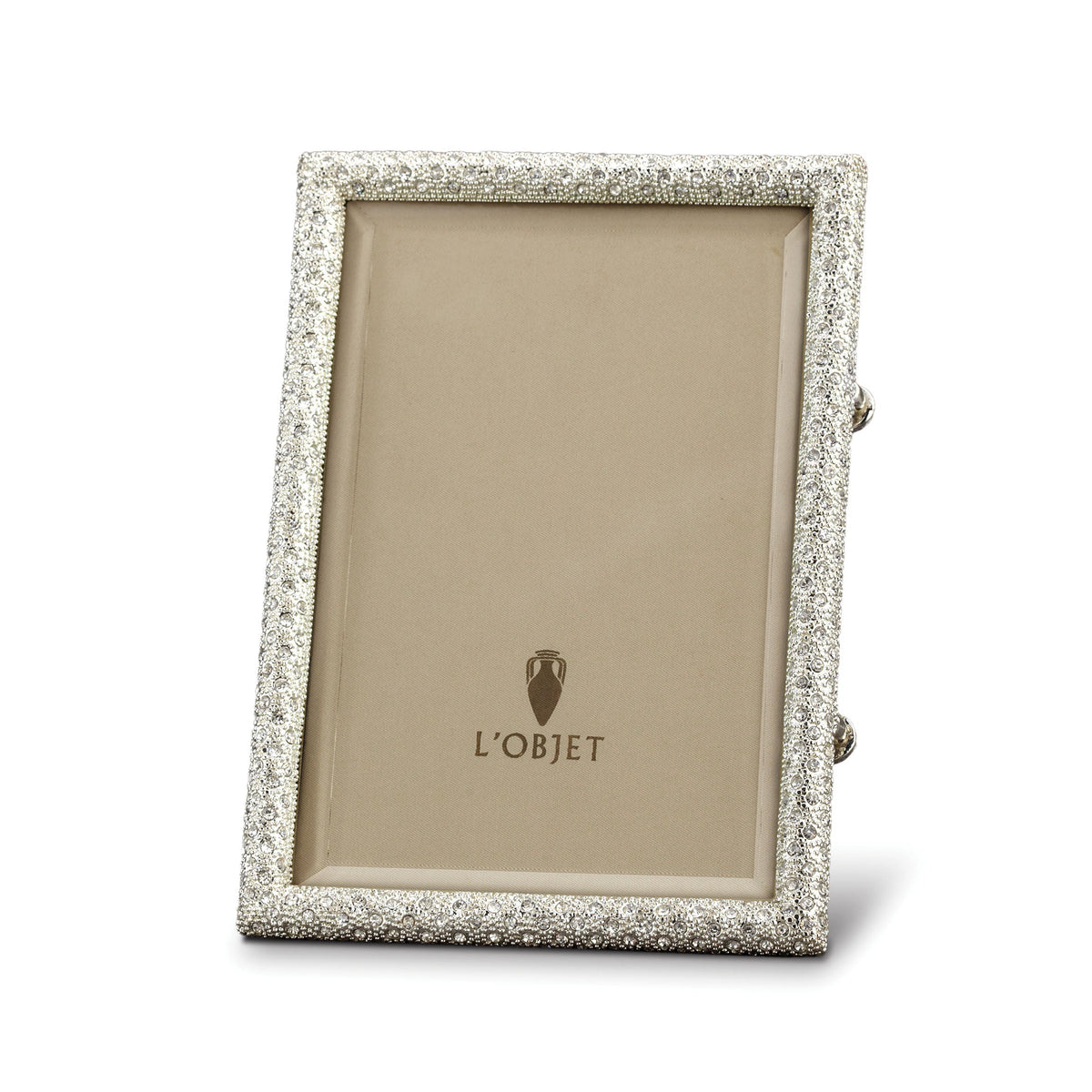 L'Objet Rectangular Pavé Frame, Platinum, White Crystals, 5 x 7