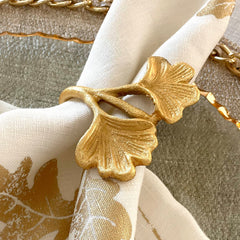 Bodrum Ginkgo Gold Napkin Ring Set of 8