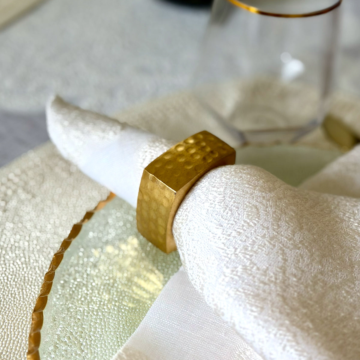 Bodrum Hammered Ellipse Napkin Ring Set of 8