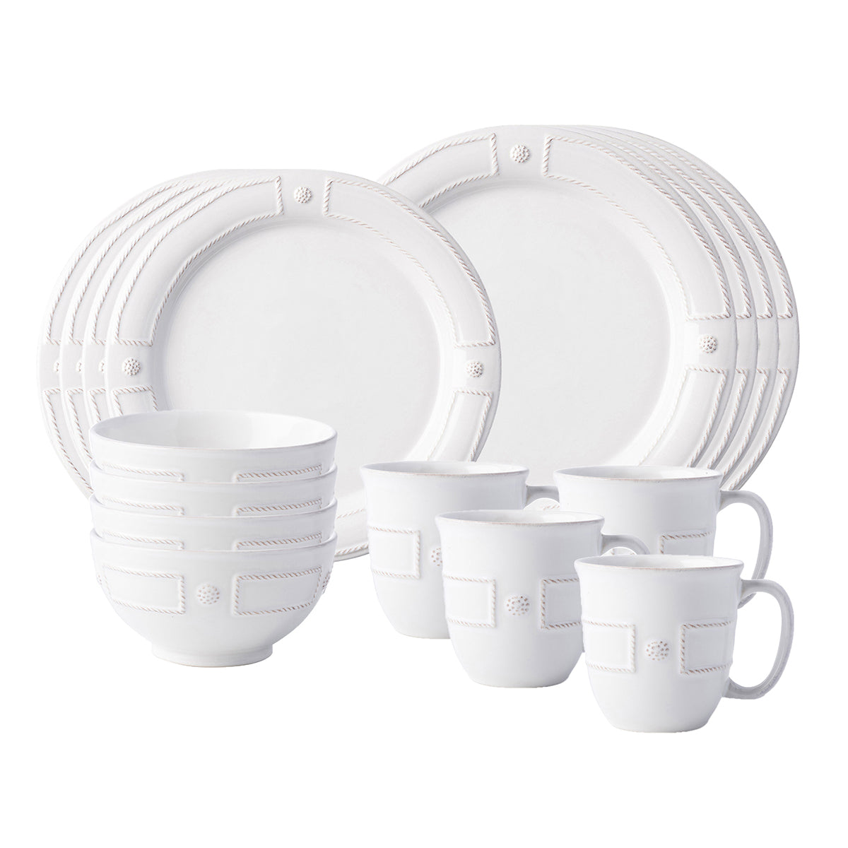 Juliska Berry & Thread French Panel 16-Piece Place Setting Whitewash