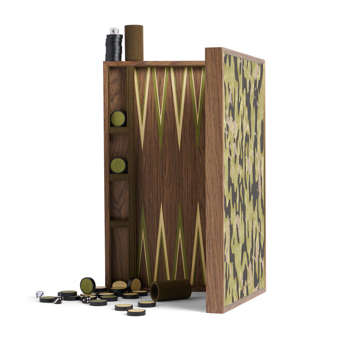 L'Objet Fortuny Backgammon Camo Isole/Military Green