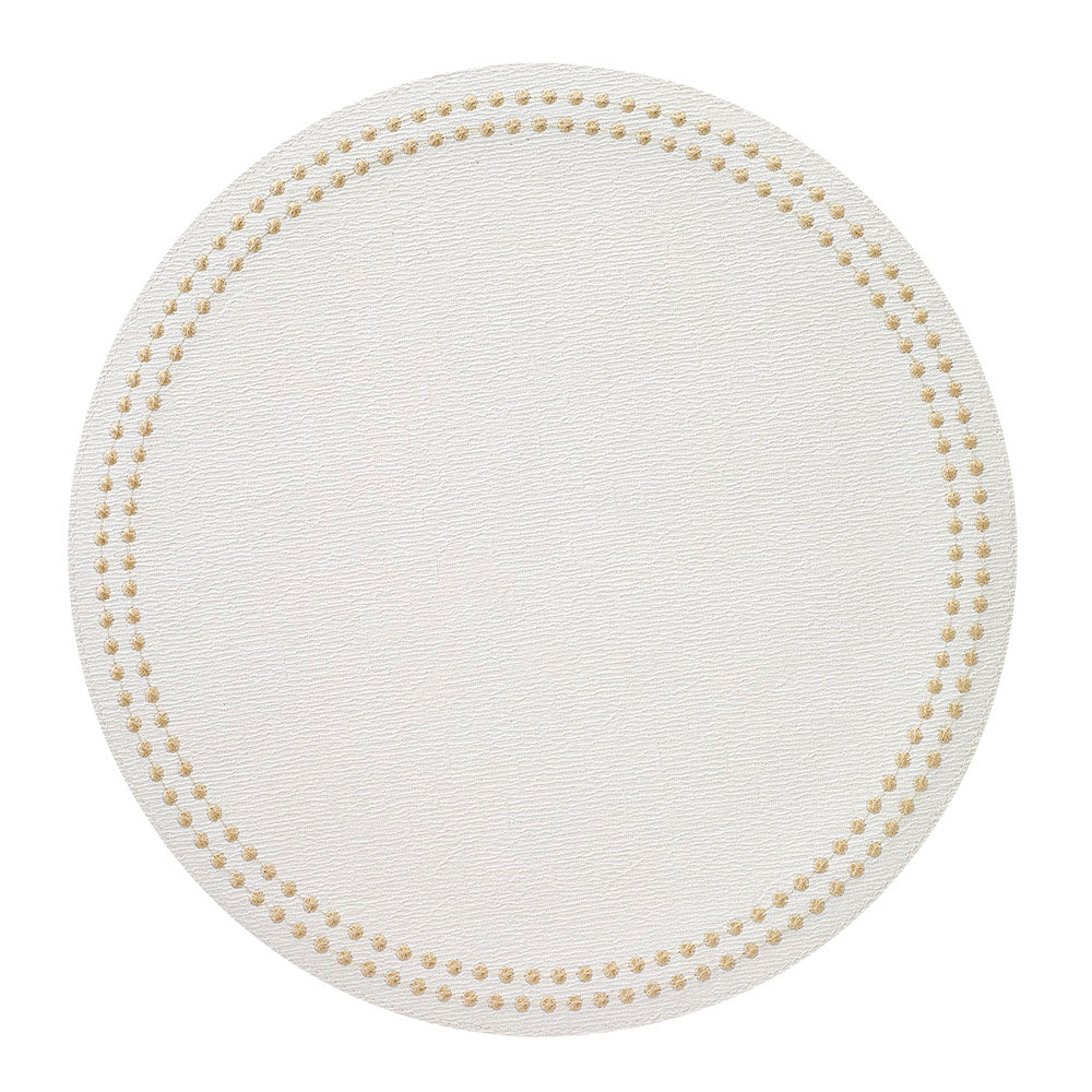 Bodrum Pearls Embroidered Placemat Set of 4 Antique White/Gold