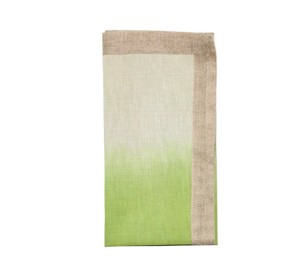 Kim Seybert Dip Dye Napkin in Natural & Green, Set of 4