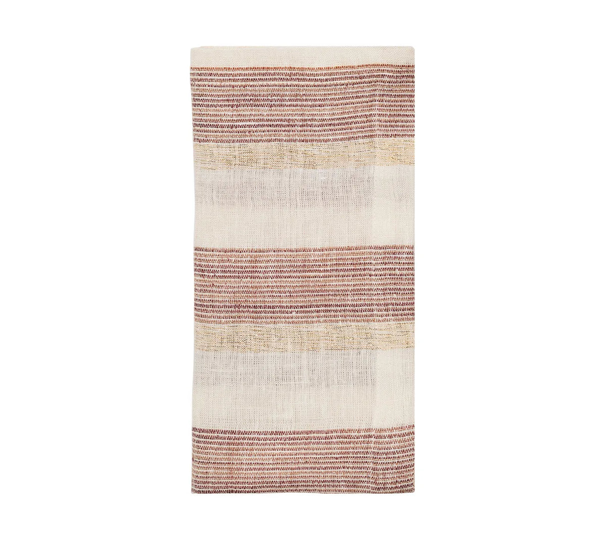 Kim Seybert Broad Stripe Napkin, Set of 4 in Brown & White