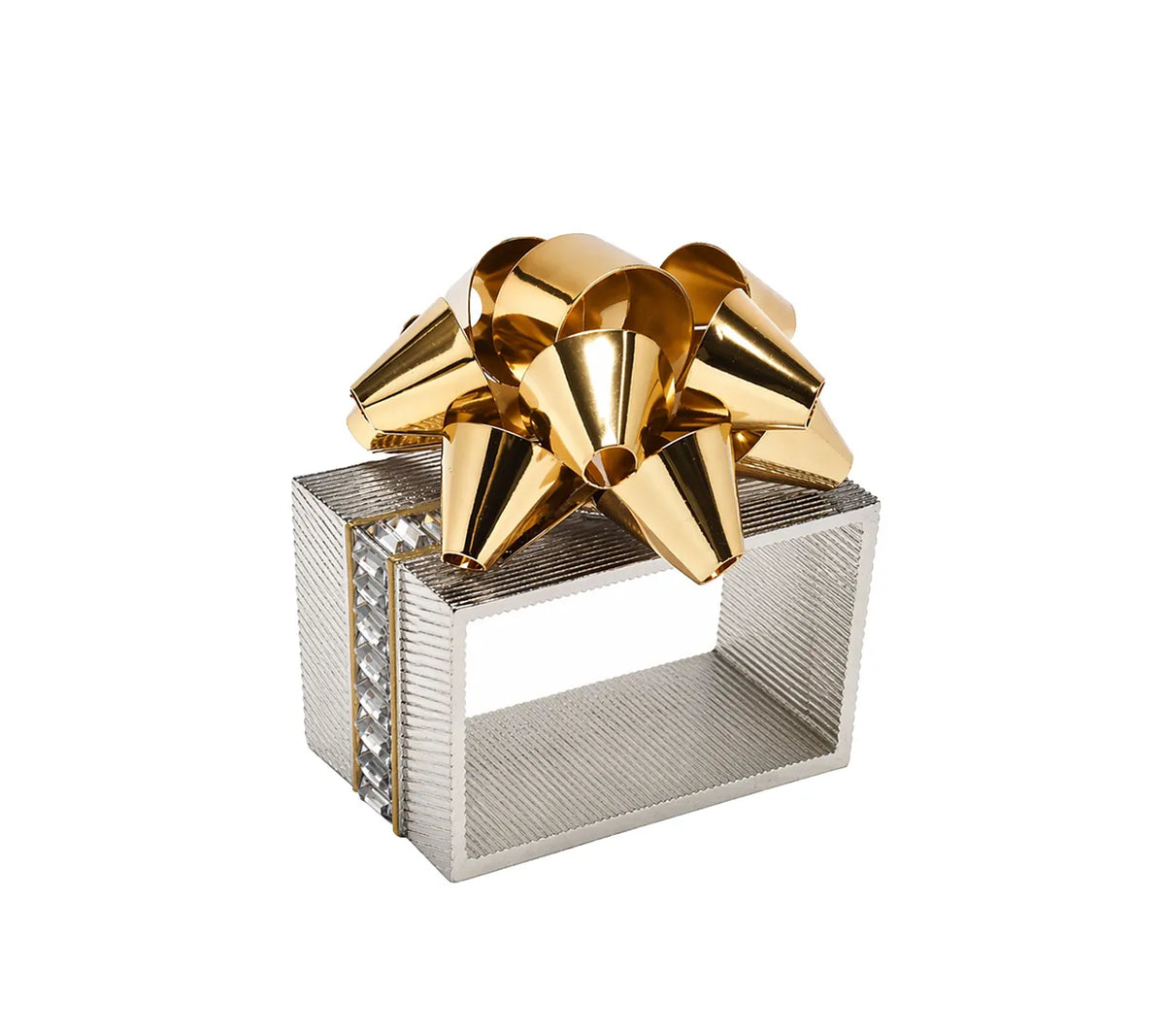 Kim Seybert Holiday Bow Napkin Ring, Set of 4 in Gold & Silver