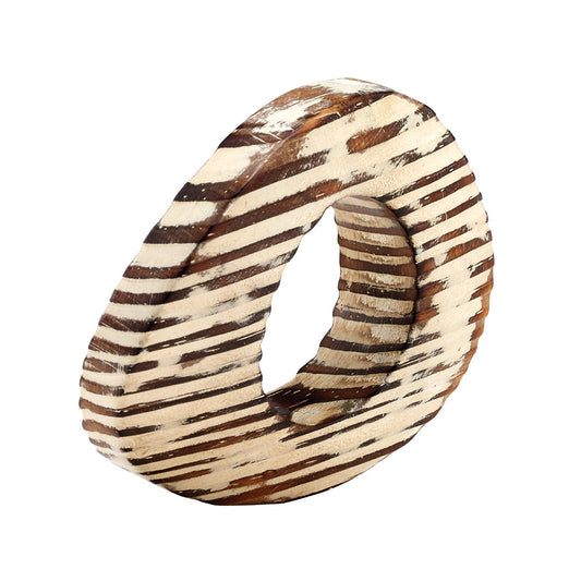 Oval Eye Napkin Ring Set of 4 in Beige