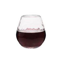 Puro Stemless Red Wine Glass Set of 4, styled table setting
