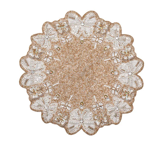 Monarch Placemat in Champagne & Crystal, Set of 2