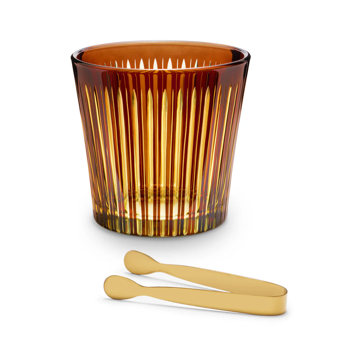 L'Objet Prism Ice Bucket + Tongs Amber