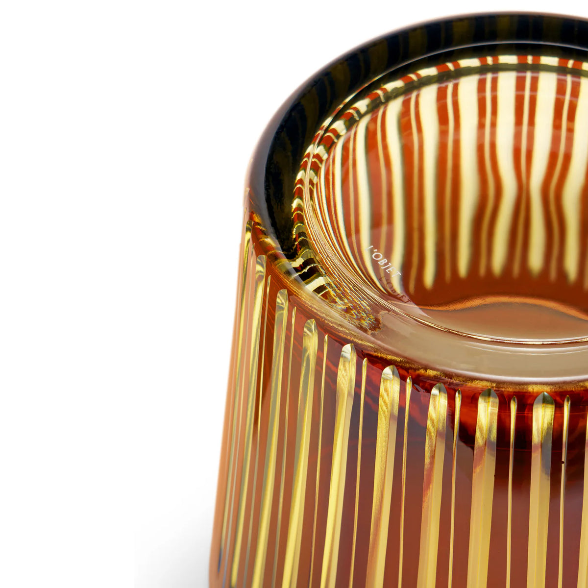 L'Objet Prism Ice Bucket + Tongs Amber