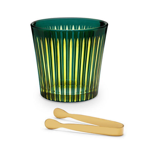 L'Objet Prism Ice Bucket + Tongs Emerald