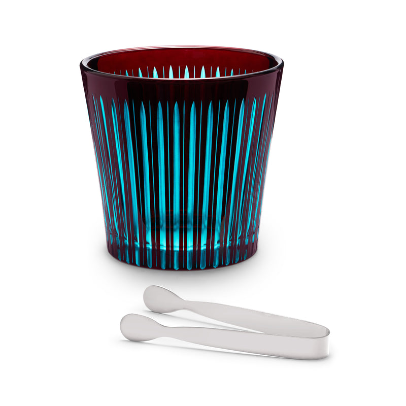 L'Objet Prism Ice Bucket + Tongs Bordeaux