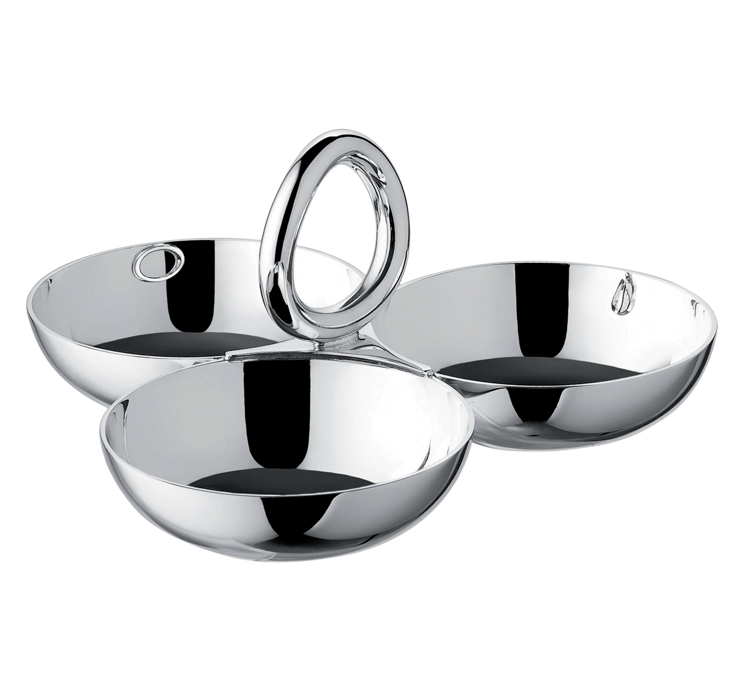 Vertigo Medium Silver-Plated 3-Bowl Aperitif Serving Dish