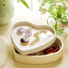 Aerin Shagreen Heart Jewelry Box Cream open