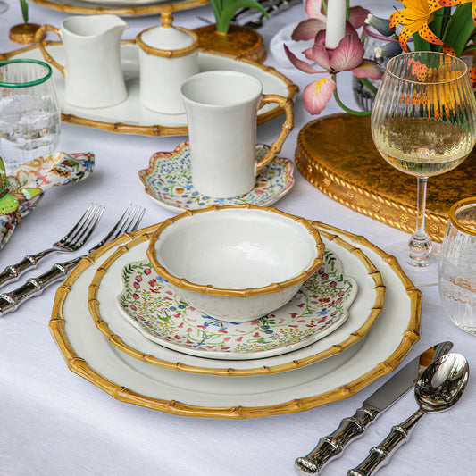 Juliska Bamboo Dinner Plate Natural, lifestyle setting