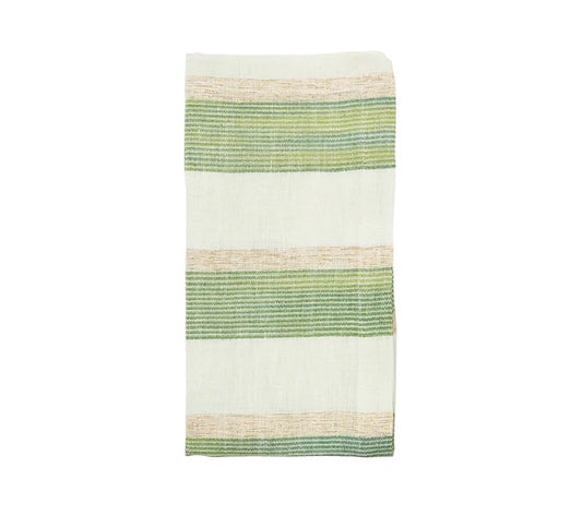 Broad Stripe Napkin in Green & White, Set of 4