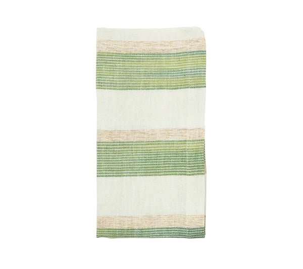 Kim Seybert Broad Stripe Napkin in Green & White, Set of 4