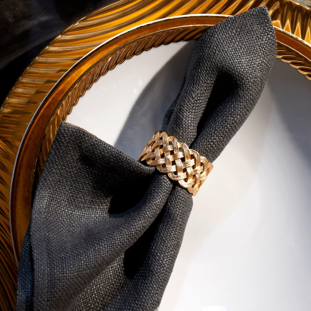 L'Objet Braid Napkin Rings Set of 4