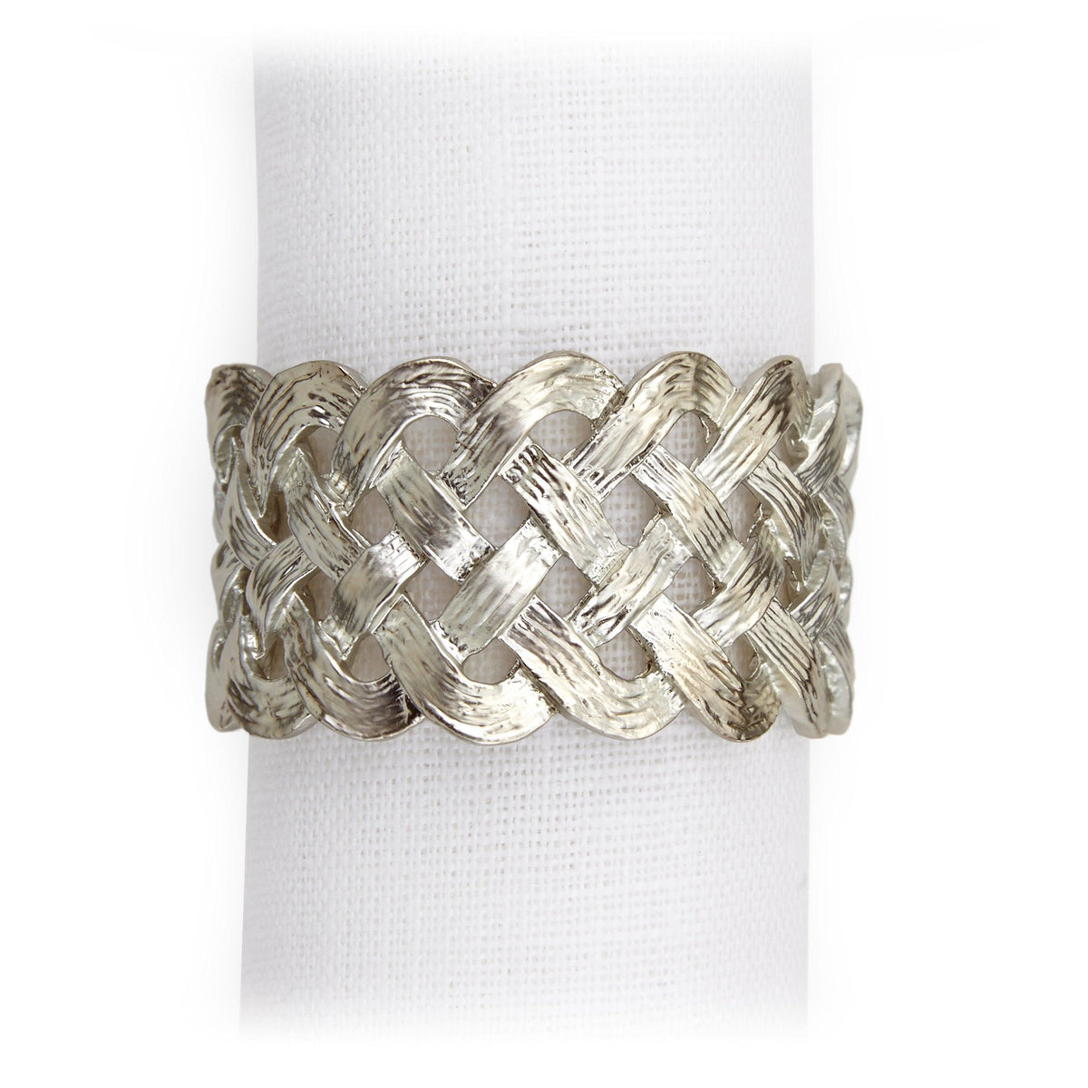 L'Objet Braid Napkin Rings Set of 4, Platinum