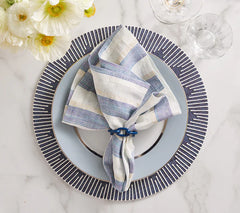 Kim Seybert Broad Stripe Napkin in Blue & White, Set of 4