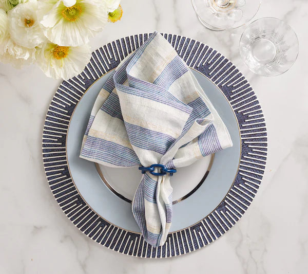 Kim Seybert Broad Stripe Napkin in Blue & White, Set of 4