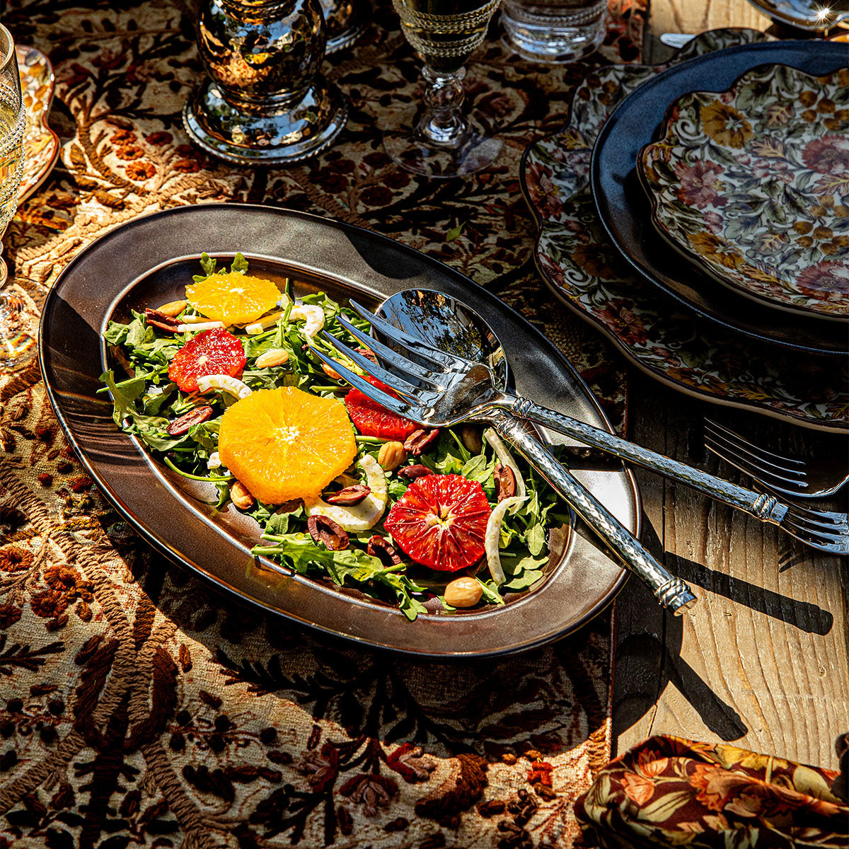 Juliska Pewter Stoneware Oval Platter, detail view