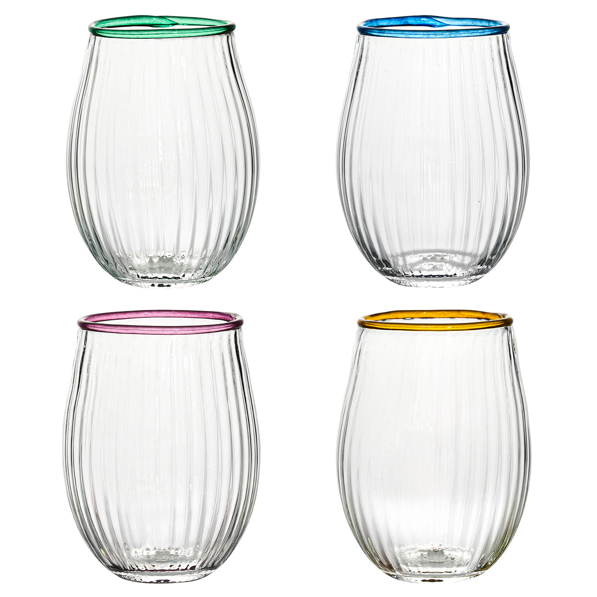 Juliska Nell Stemless Wine Glass Assorted Set/4 - Multi