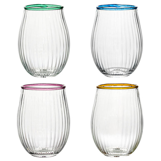 Juliska Nell Stemless Wine Glass Assorted Set/4 - Multi