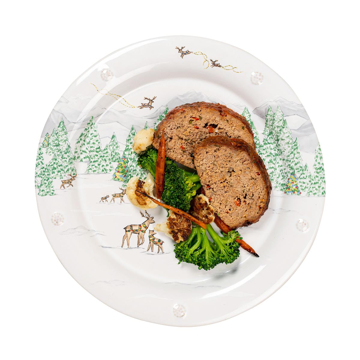 Juliska Berry & Thread North Pole dinner plate, styled table setting