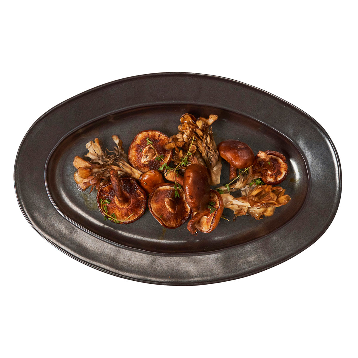 Juliska Pewter Stoneware Oval Platter, styled table setting
