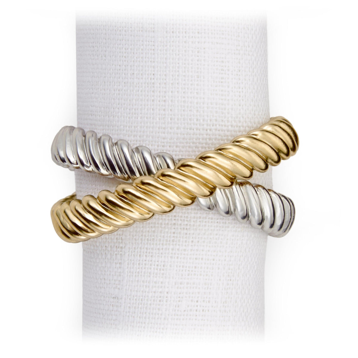 L'Objet Deco Twist Napkin Rings Set of 4, Gold and Platinum