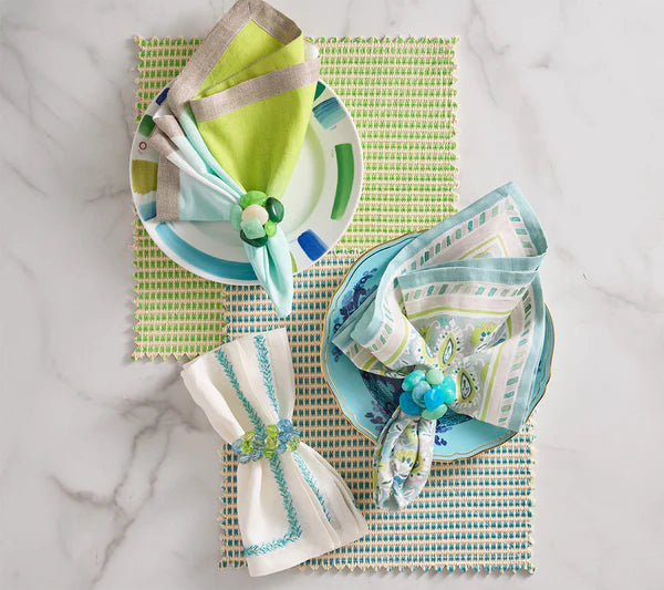 Kim Seybert Duet Reversible Placemats Blue & Green Set of 4