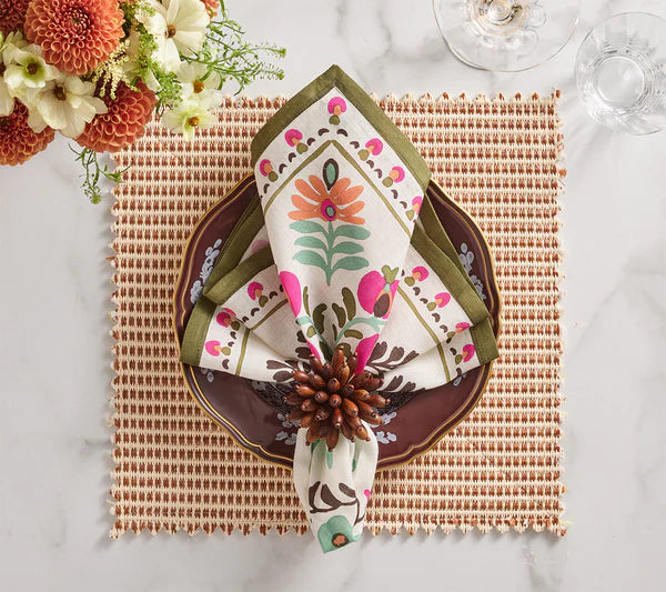 Duet Reversible Placemat in Brown & Yellow, Set of 4