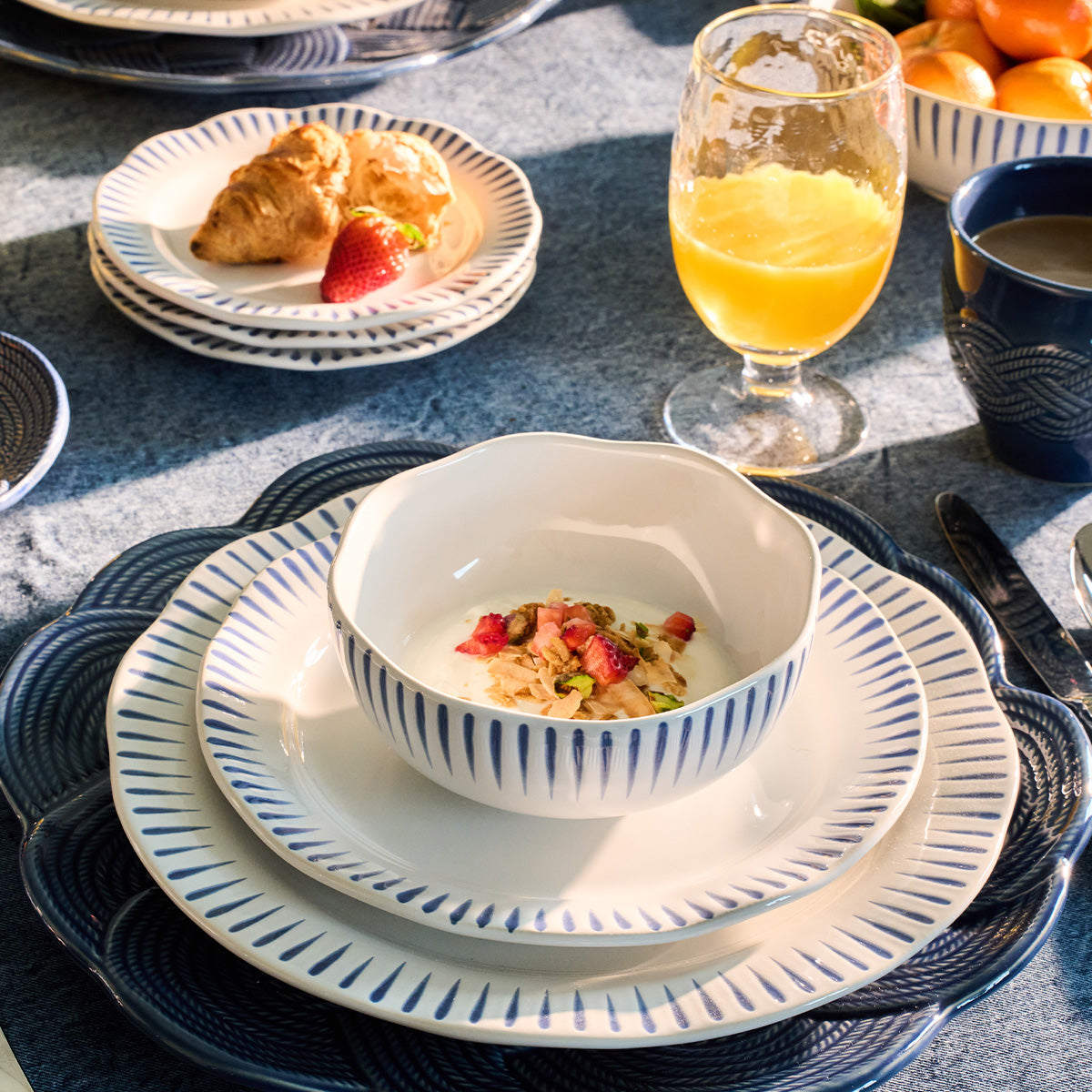 Juliska Sitio Stripe 4pc Place Setting Delft Blue, detail view