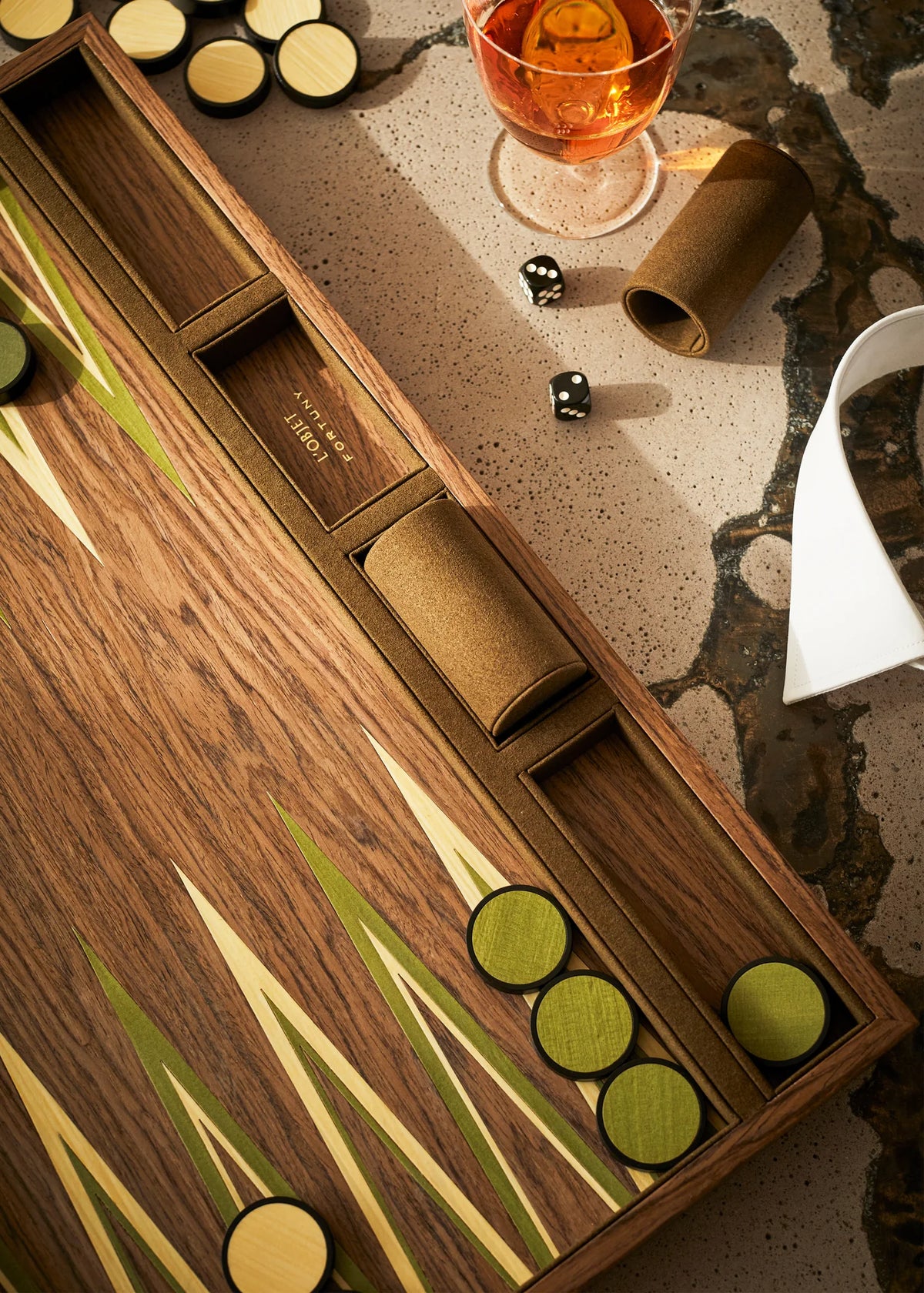 L'Objet Fortuny Backgammon Camo Isole/Military Green