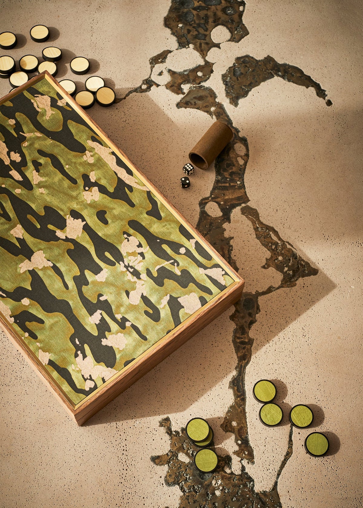 L'Objet Fortuny Backgammon Camo Isole/Military Green