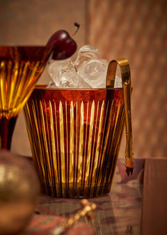 L'Objet Prism Ice Bucket + Tongs Amber