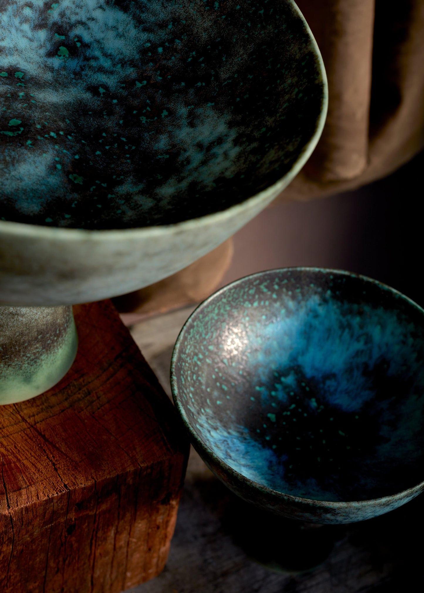 Terra Bowl on Stand Bronze styled group 2