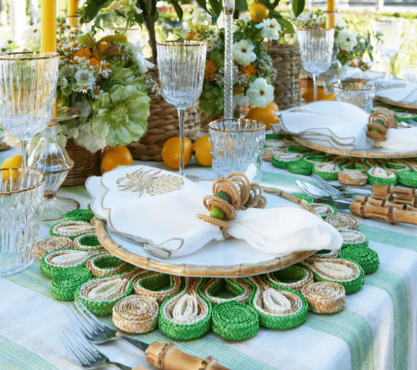 Kim Seybert Marisol Placemat in Natural & Green, Set of 4