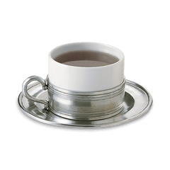 MATCH pewter cappuccino cup with saucer