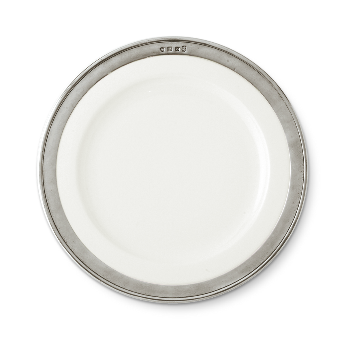 MATCH Convivio dinner plate, white ceramic with pewter rim