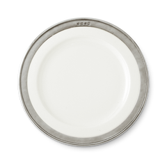 MATCH Convivio dinner plate, white ceramic with pewter rim