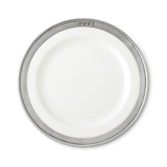 MATCH Convivio salad and dessert plate, white ceramic with pewter rim