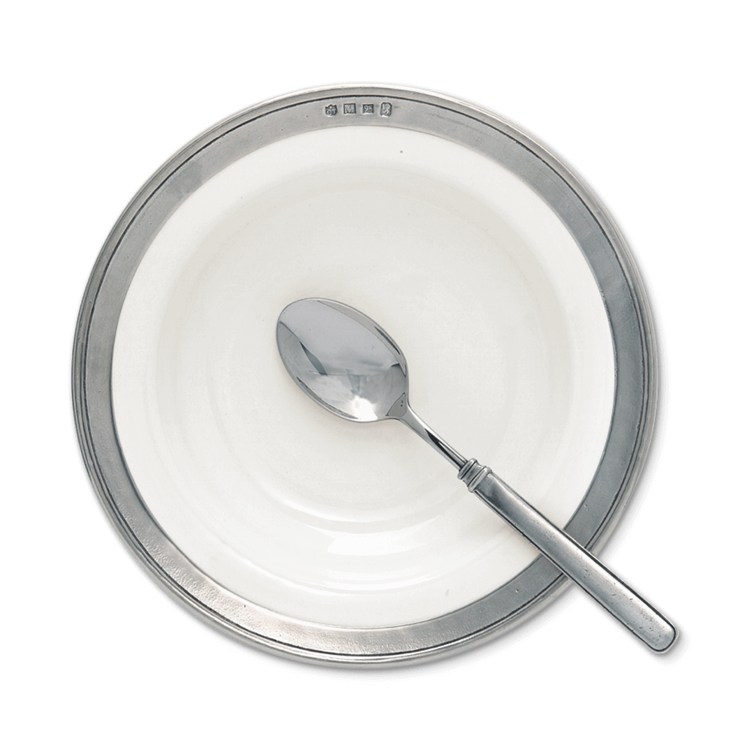 MATCH Convivio soup and pasta bowl, white ceramic with pewter rim
