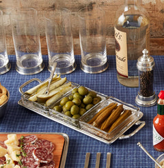 MATCH pewter crudite tray with crystal inserts on the bar