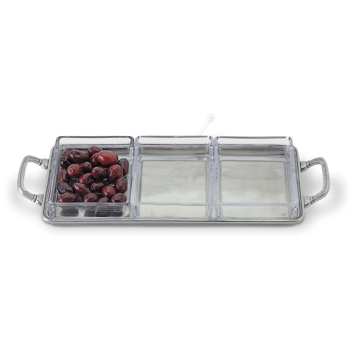 MATCH pewter crudite tray with three crystal inserts