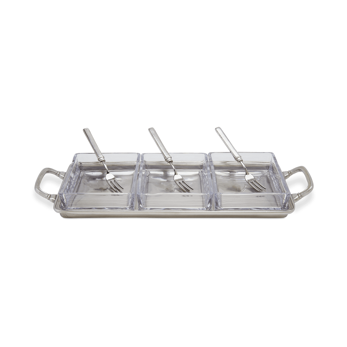 MATCH crudite tray with three Gabriella cocktail forks